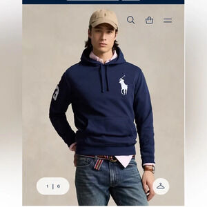 Polo Ralph Lauren Big Pony Fleece Hoodie, Blue Size Large, Preppy, Old Money.